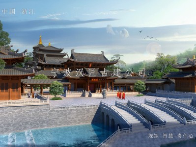 长治寺院重建规划设计方案鸟瞰图—积福禅寺